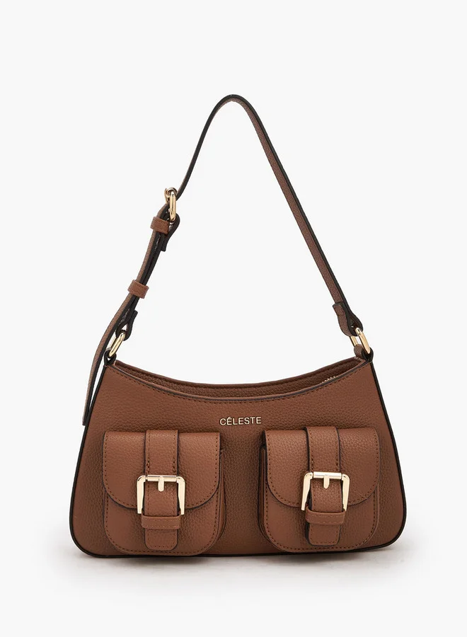 Celeste Textured Shoulder Bag With Zip Closure